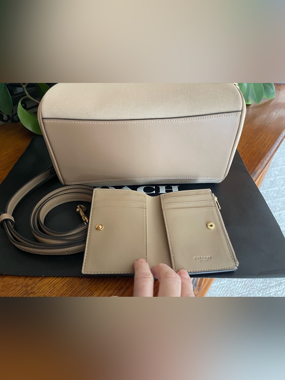 Coach Rowan Satchel in Taupe Fabric with Matching Wallet - Picture 5 of 10
